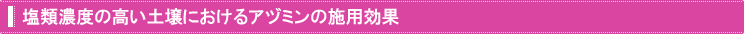 塩類濃度の高い土壌におけるアヅミンの施用効果